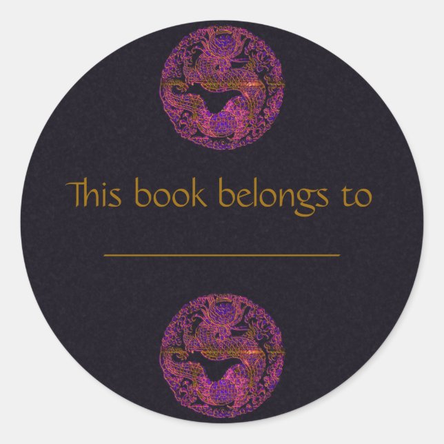 Fuchsia Dragon Medallion Classic Round Sticker (Front)
