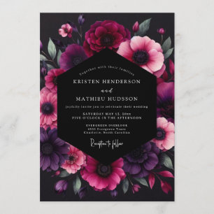 Fuchsia Dramatic Anemone Wedding Invitation