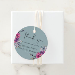 Fuchsia Dreams Co-ordinates Sage and Deep Pink Favour Tags