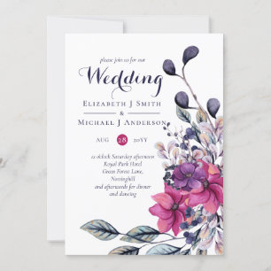 Fuchsia Dreams Pretty Autumn Fall Wedding Inv+Envl