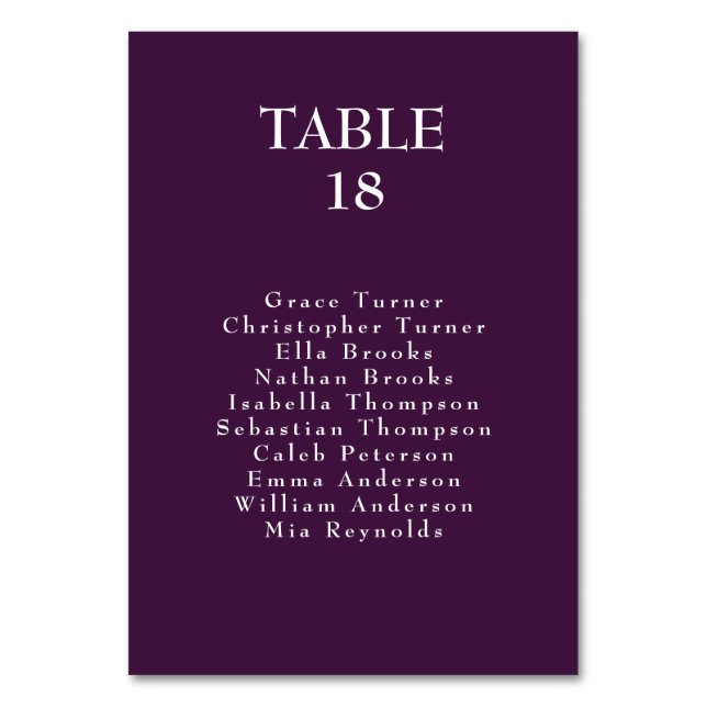 💍Fuchsia Enchantment + Guest list Deep Plum Table Number (Front)
