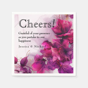  Fuchsia Enchantment: Watercolor  Napkin