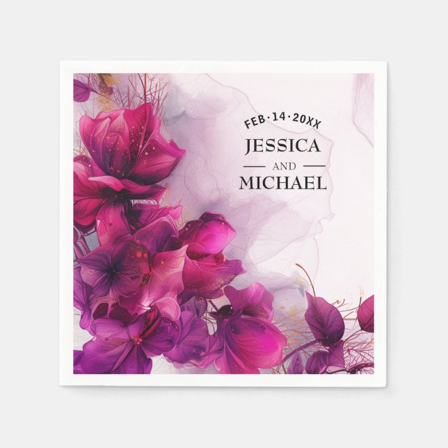  Fuchsia Enchantment: Watercolor  Napkin (Front)