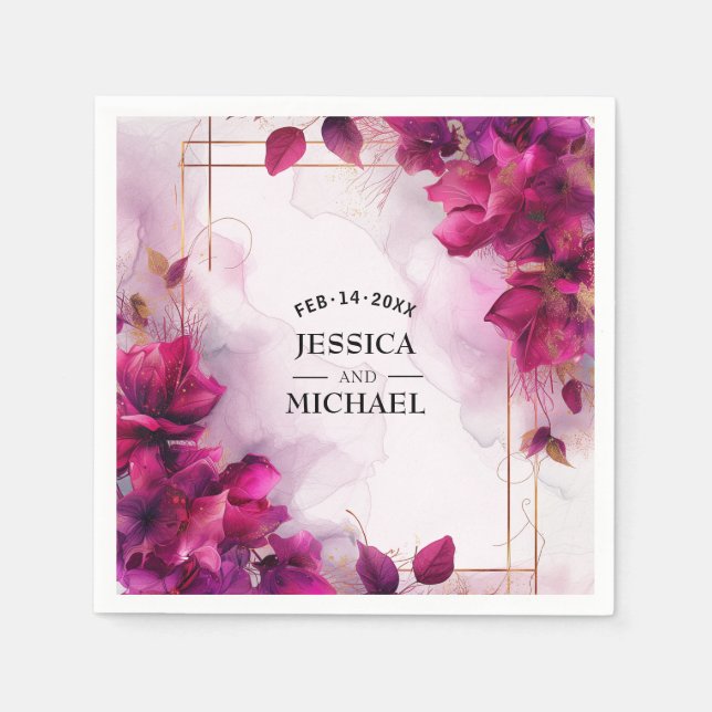  Fuchsia Enchantment: Watercolor  Napkin (Front)