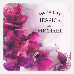 Fuchsia Enchantment: Watercolor Square Sticker