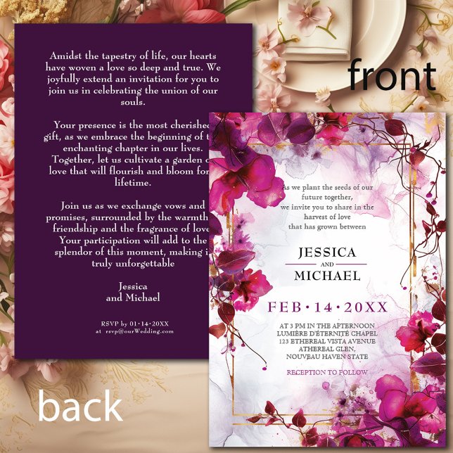 Fuchsia Enchantment: Watercolor Wedding Invitation (Fuchsia Enchantment: Watercolor Wedding Invitation)