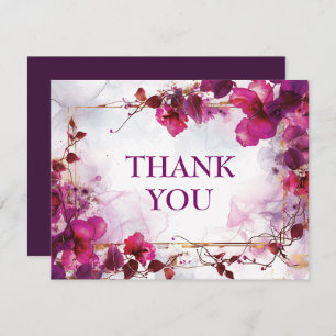 Fuchsia Enchantment: Watercolor Wedding Thank You Card