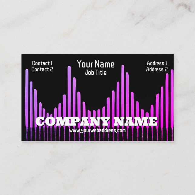 Fuchsia Equalizer Bars Waves Audio Sound DJ  Business Card (Front)