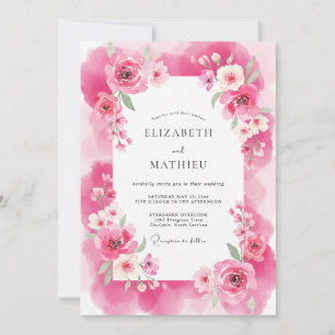 Fuchsia Ethereal Romantic Wedding Invitation