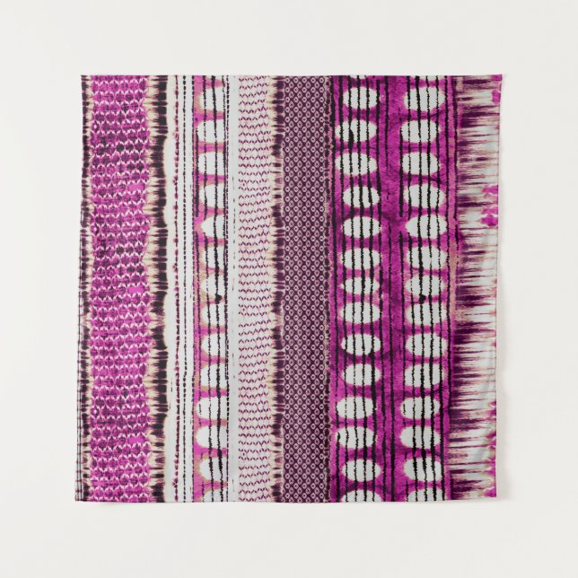 Fuchsia Ethnic Border Abstract Tapestry (Front)