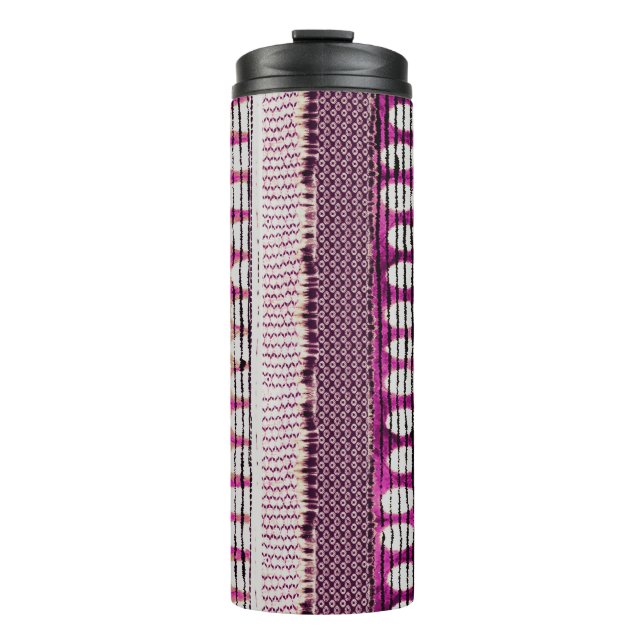 Fuchsia Ethnic Border Abstract Thermal Tumbler (Front)