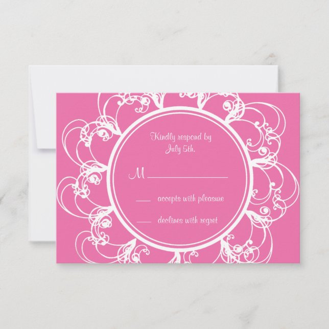 Fuchsia Fancy Floral RSVP Card (Front)