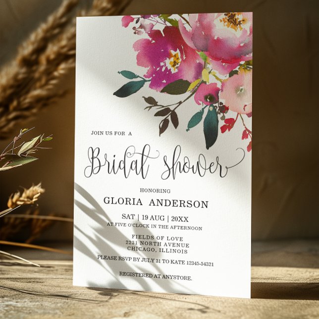 Fuchsia Floral  Bridal Shower Invitation (Creator Uploaded)