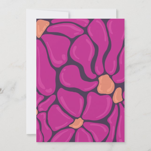 Fuchsia Floral Motif Note Card (Back)