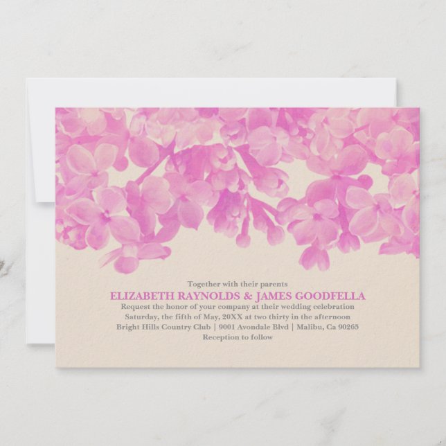 Fuchsia Floral Wedding Invitations (Front)