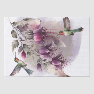 Fuchsia Flower Hummingbird Watercolor Tissue Paper