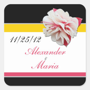 Fuchsia Flower Pink & Yellow Wedding Stickers