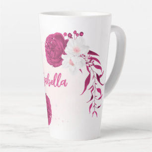 fuchsia flowers botanical latte mug
