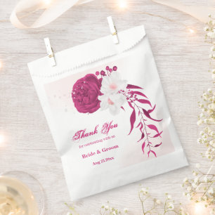 fuchsia flowers botanical wedding favour bag