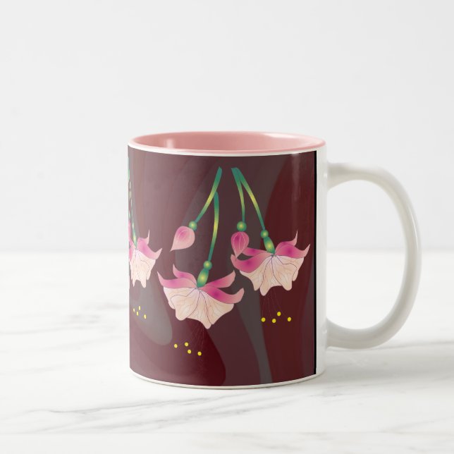 FUCHSIA FLOWERS by SHARON SHARPE Two-Tone Coffee Mug (Right)