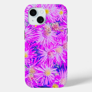 Fuchsia Flowers On Blue iPhone 15 Case