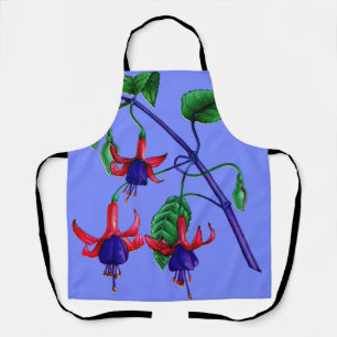 fuchsia flowers print apron