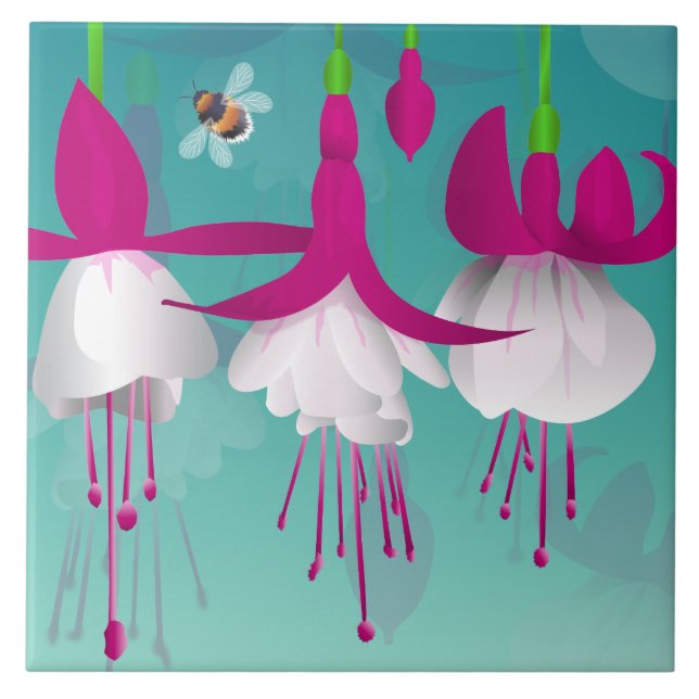 Fuchsia Flowers  Tile (Front)