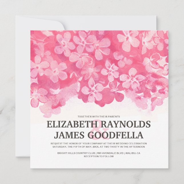 Fuchsia Flowers Wedding Invitations (Front)