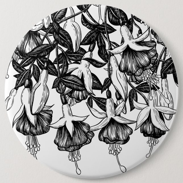 Fuchsia garden 6 cm round badge (Front)