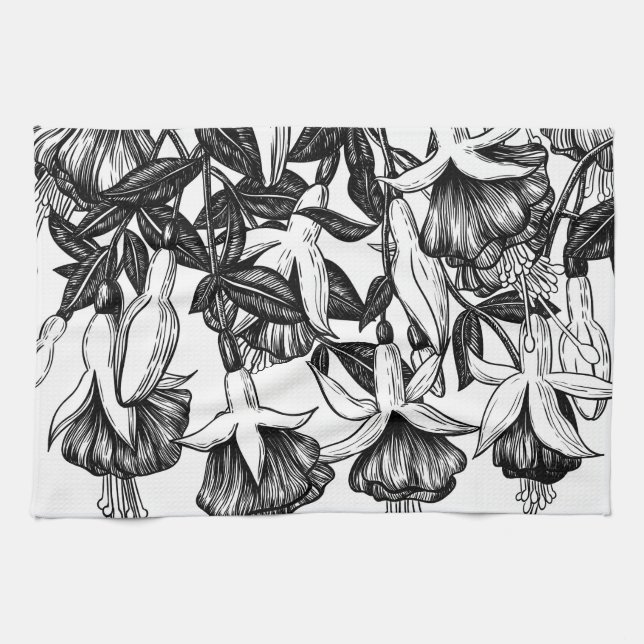 Fuchsia garden tea towel (Horizontal)