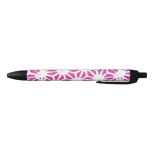 Fuchsia geometric pattern black ink pen