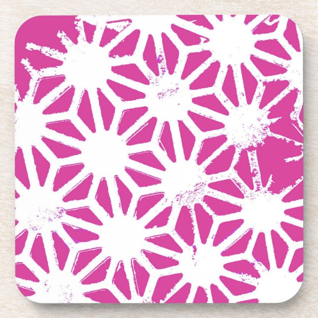 Fuchsia geometric pattern coaster (Front)