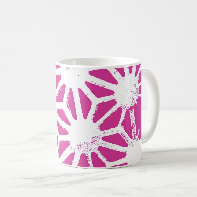 Fuchsia geometric pattern coffee mug (Front Right)