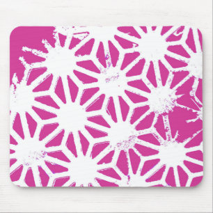 Fuchsia geometric pattern mouse mat