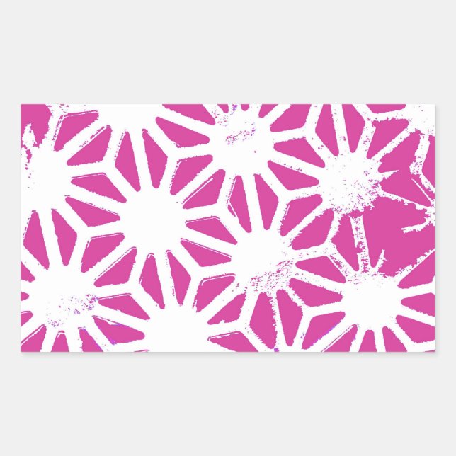 Fuchsia geometric pattern rectangular sticker (Front)