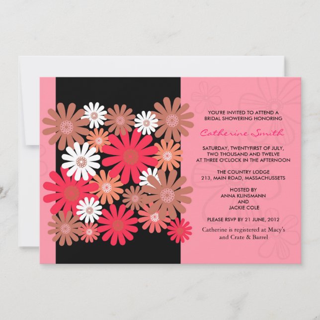 Fuchsia Gerber Daisy Bridal Shower Invitation (Front)