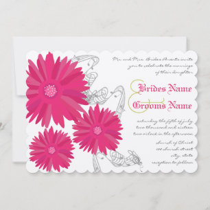 Fuchsia Gerber Daisy Wedding Invitation