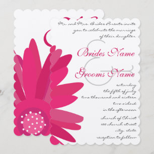 Fuchsia Gerber Daisy Wedding Invitation