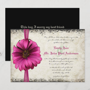 Fuchsia Gerber Daisy Wedding Invite