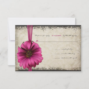 Fuchsia Gerber Daisy Wedding RSVP