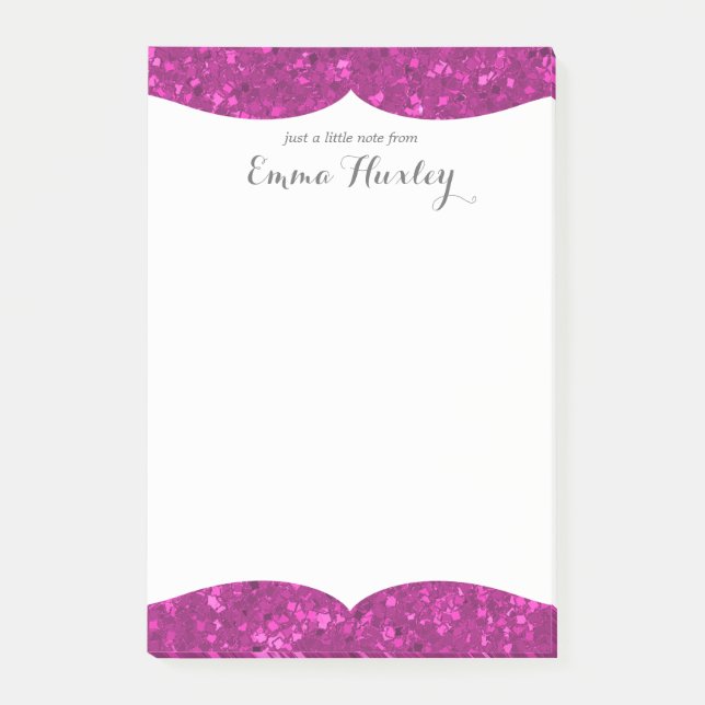 Fuchsia Glitter Look Hot Pink Sparkle Print Post-it Notes (Front)