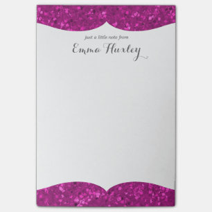 Fuchsia Glitter Look Hot Pink Sparkle Print Post-it Notes