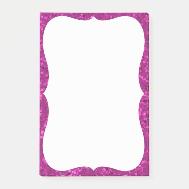 Fuchsia Glitter Look Hot Pink Sparkle Print Post-it Notes (Front)