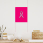 Fuchsia Glitter Style Pink Ribbon Awareness Poster (Kitchen)