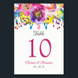 Fuchsia Gold Floral Wedding Table Number Card<br><div class="desc">Bright Fuchsia Gold Blossom Floral Wedding Table Number Card</div>