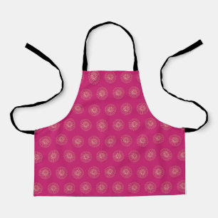 Fuchsia   Golden Zinnia Flower Medallions Apron