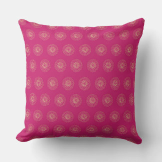 Fuchsia | Golden Zinnia Flower Medallions Cushion