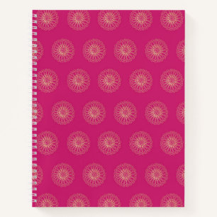 Fuchsia Golden Zinnia Flower Medallions Notebook