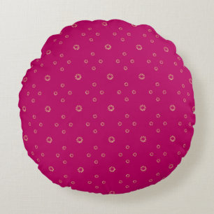 Fuchsia   Golden Zinnia Sun Round Cushion