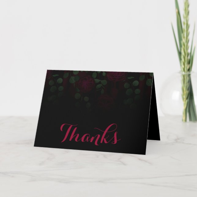 Fuchsia Gothic Floral Wedding Thank You (Front)